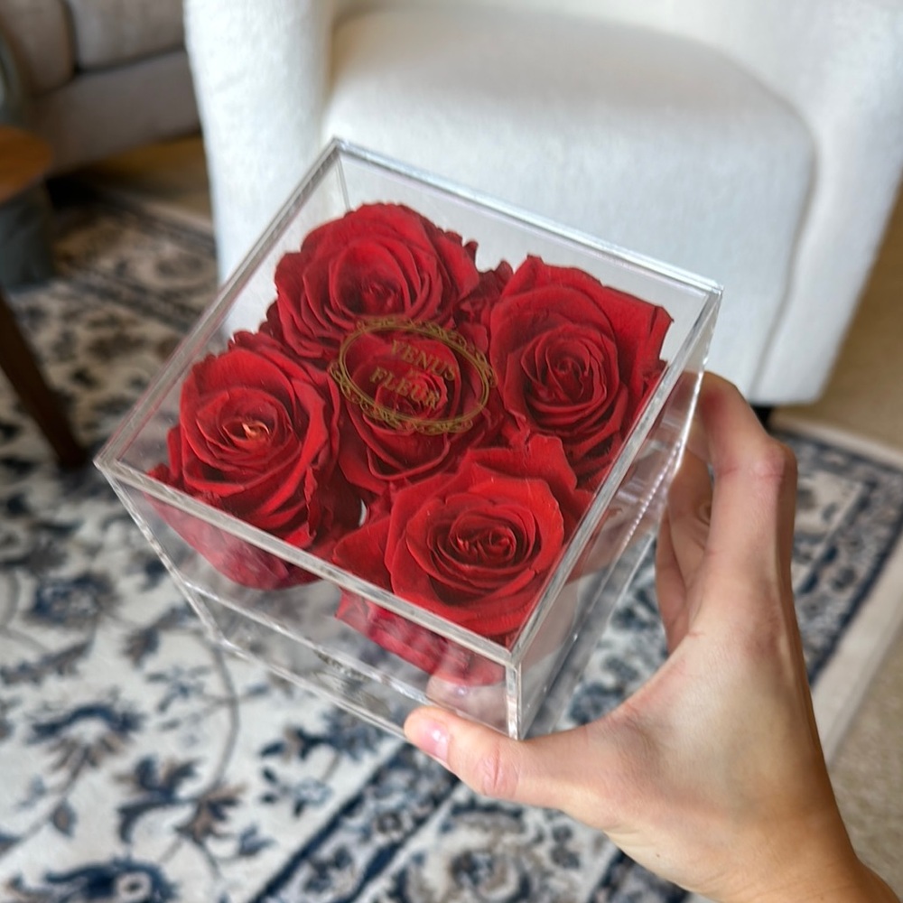 Venus et Fleur Red Roses in Clear Box